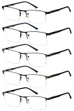 Eyecedar Metal Half-Frame Reading Glasses Men 5-Pack Spring Hinges Stainless Steel Material Includes Sun Readers +1.00