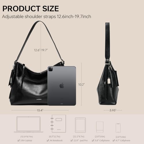 LA'FESTIN Leather Shoulder Purse For Women: Black Crossbody Bags Small Handbags - Trendy Medium Hobo Bag4