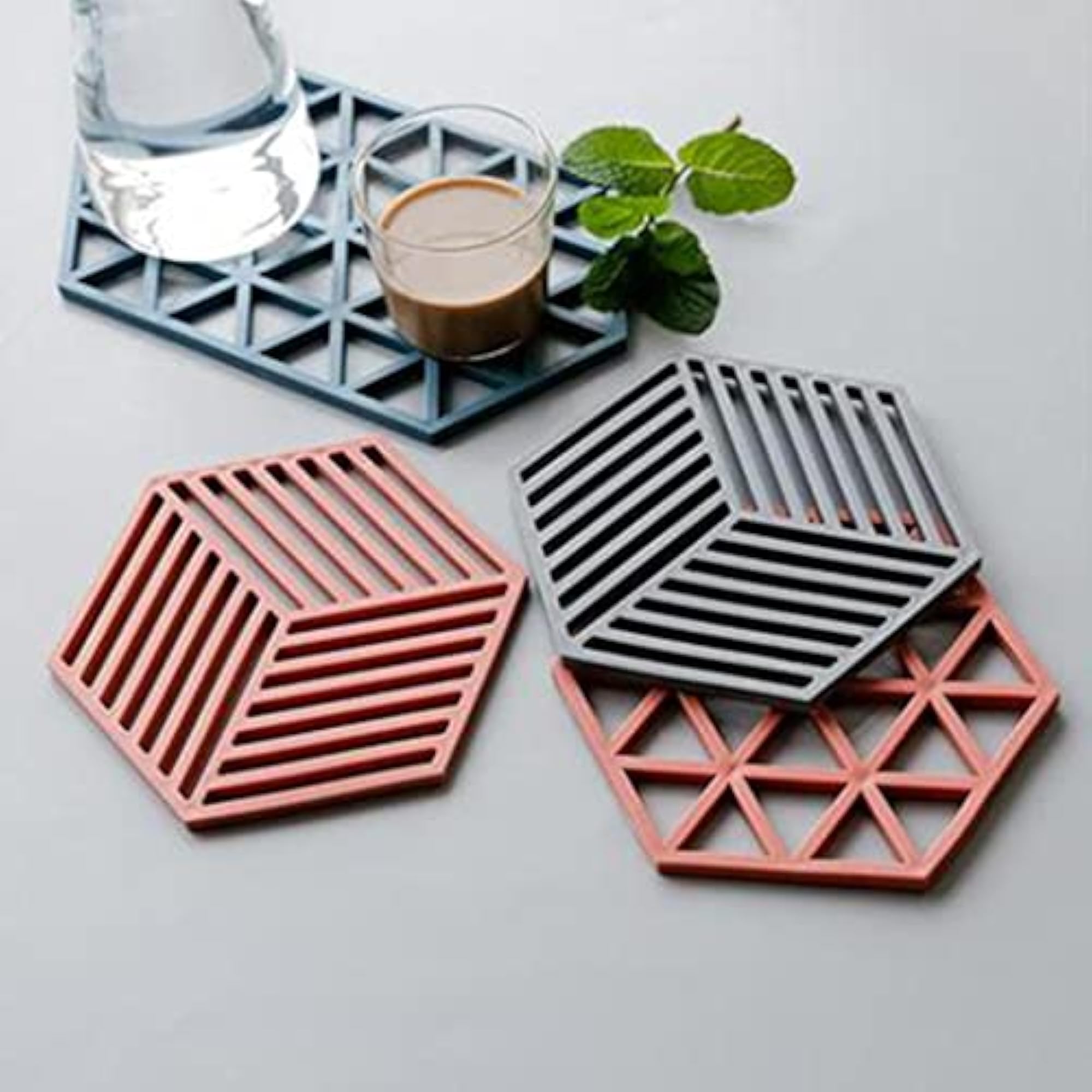 Dark Red Triangle Coasters for Kitchen and Office
