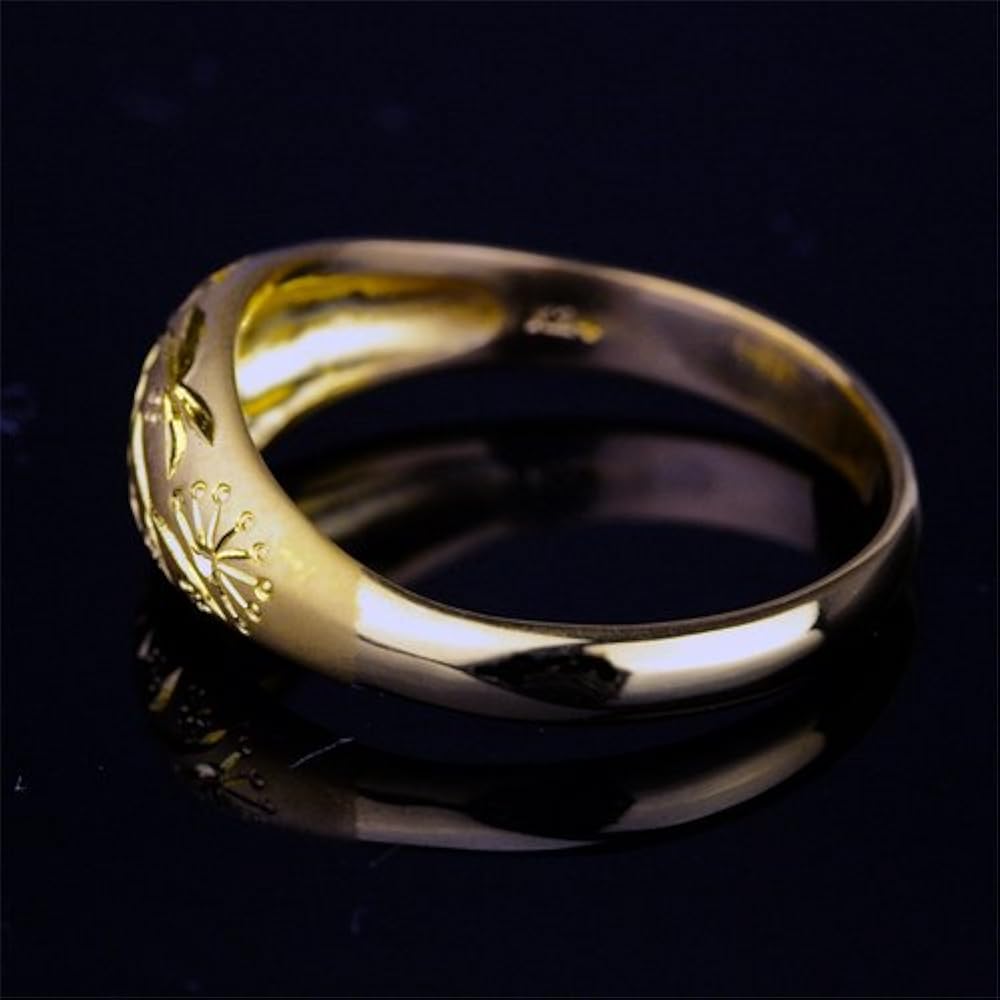 Amazon | [ubazakura] K24 24金 純金 手彫り 甲丸 松竹梅 指輪 リング