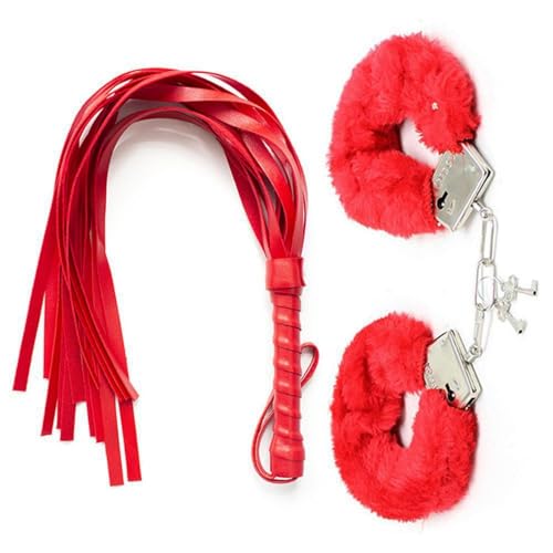 Hdynasty 2 Piezas Multi-Funcional Lucha Fitness Culturismo Uso Defensa Personal Látigo Caballo Látigo Cuero Muñequeras (Rojo)