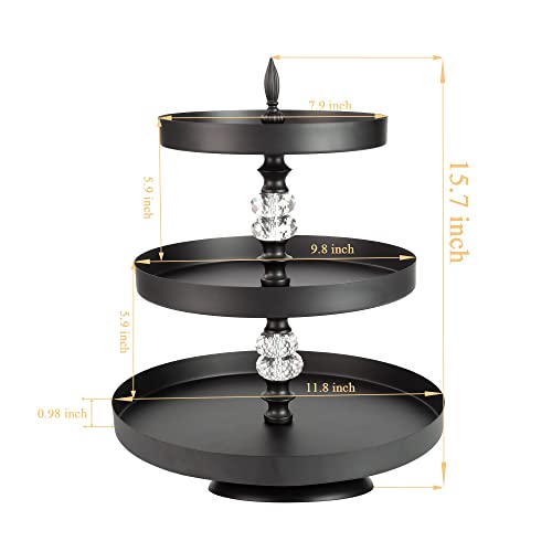 Puwwot Black Cupcake Stand, 3 Tier Metal Dessert Stand, Three Tiered Cake Pastry Fruit Holder, Round Heavy Duty Large Dispiay Tower For Birthday Party, Baby Shower, Wedding #TOP5