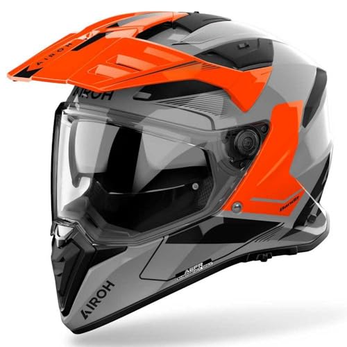 Casque jet Airoh Bandit Tune Orange Gloss XL avec écran solaire intégré