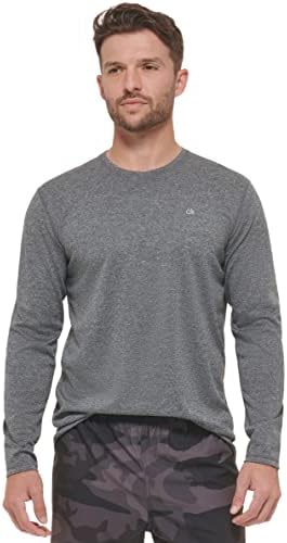 Calvin Klein Men's Standard Light Weight Quick Dry Long Sleeve 40+ UPF Protection, Grey Heather, Large