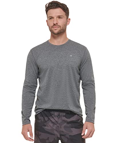Calvin Klein Men's Standard Light Weight Quick Dry Long Sleeve 40+ Upf Protection, Grey Heather, Large #TOP2