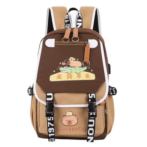 Mochila Capybara correas ajustables para chicas mochila para computadora portátil con 1 compartimento principal de la escuela de la escuela regalos de mochila para amantes del capyb