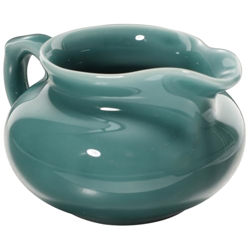 UPKOCH Salsera de cerámica pequeña salsera con mango liso jarra de leche de porcelana vertedor salsera para aderezo de ensalada caldo crema leche verde