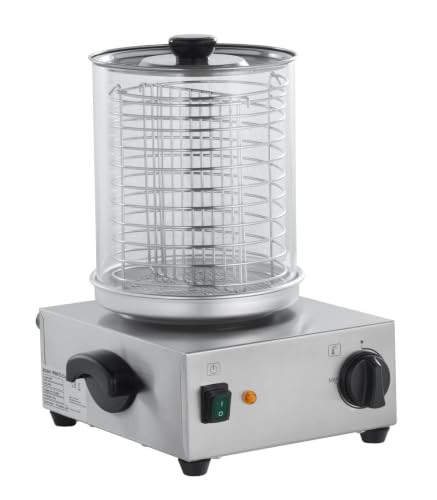 GastroHero Wurstwärmer Edelstahl Glaszylinder Ø200 mm Hot Dog Maker mit Temperaturregler 300 W Würstchenwärmer Gastro