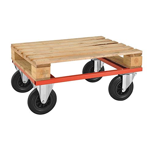Paletten-Fahrgestell Palettenwagen, niedrig, LxBxH 800 x 600 x 270 mm, Tragkraft: 800 kg, rot