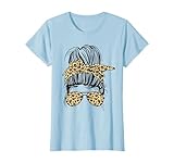 Leopard Mom Life Messy Bun Damen T-Shirt