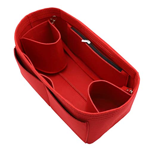 Felt Purse Organizer Insert Bag In Bag with Two Removeable Holder 8020 Red M