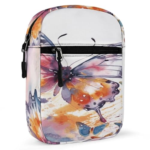 Small Satchel,Watercolor Butterfly Print Small Shoulder Bag,small Messenger Satchel Bags,mini Bag with Adjustable Strap 5