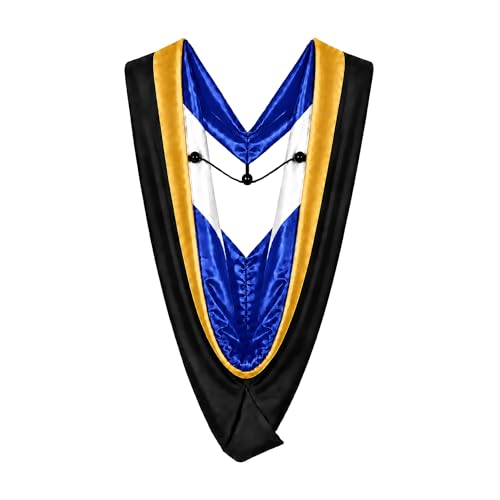 Cappe Diem Master Graduation Deluxe Hood (Nursing, Social Work, Theology, MBA, M.Ed, M.Sc.) Apricot Salmon Peacock (Golden Yellow-Royal Blue/White)