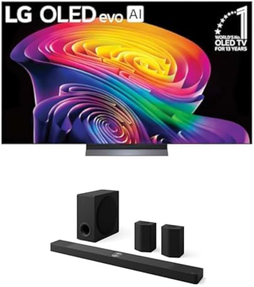 LG 65-Inch Class OLED evo C6 4K Smart TV (OLED65C6PUA, 2026) Bundle S95AR 9.1.5-Ch Soundbar, Dolby Atmos, Dolby Vision, Wow Orchestra, Wireless Subwoofer, AI Room Calibration, TV Synergy