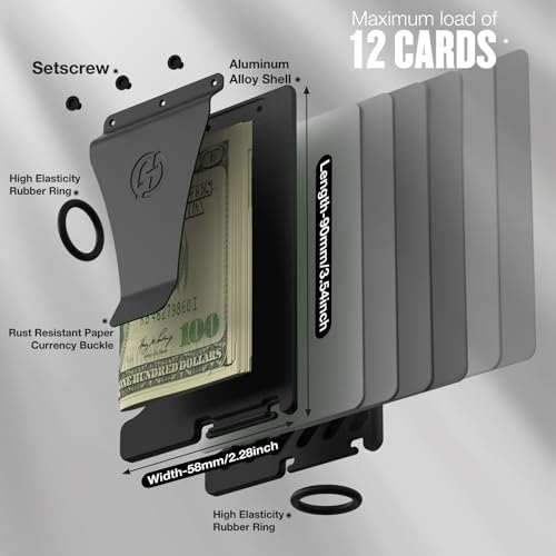 Wallet for Men, Minimalist Card Holder with Money Clip, Slim Metal Front Pocket Wallet, RFID Blocking2