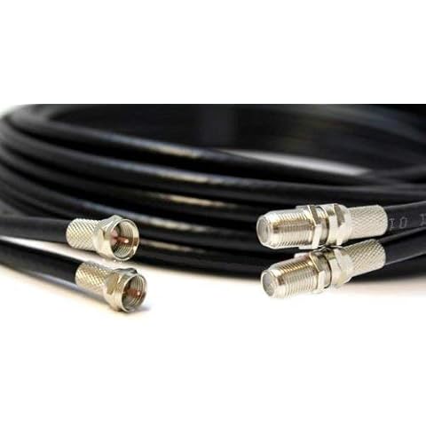 Twin Satellite Cable Extension Kit for Sky HD, Q, Freesat (5METRES, BLACK) Cover
