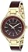 Anne Klein Women's AK/1408BYBY Swarovski Crystal Accented Gold-Tone and Burgundy Shimmer Resin Bangle Watch