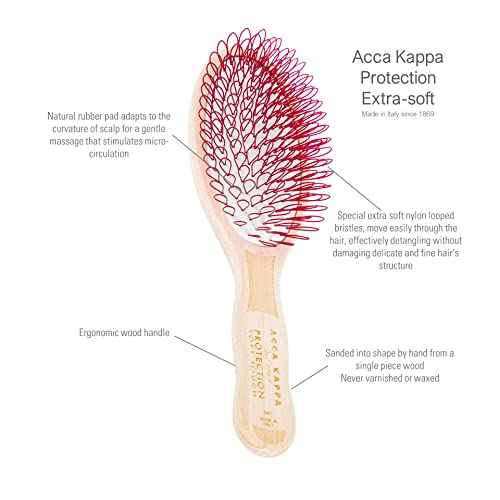 Acca Kappa Protection Beech Wood Looped Nylon Oval Brush, Extra Soft #TOP1