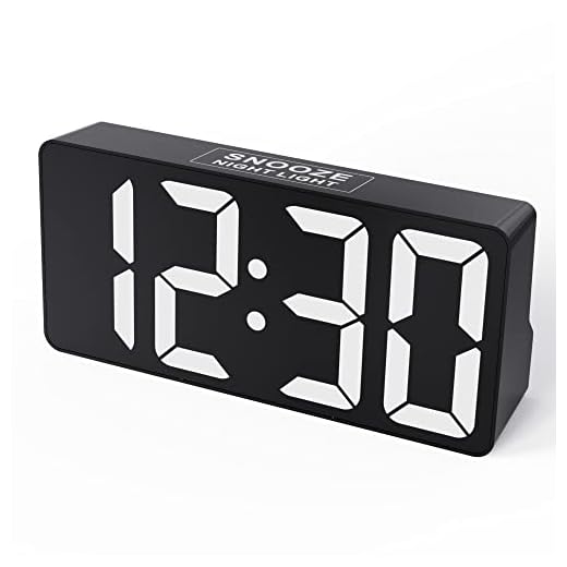 Mesqool Digital Alarm Clock with Large Display, USB Charging, Snooze, Night Light, 12H/24H Time Format, Loud Alarm, Black