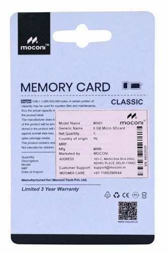 Image of Memory Card 8GB Class 10, Up to 25 Mbps Reading & 40 Mbps Writing Speed with High Performance of Data Transfer (8 GB)