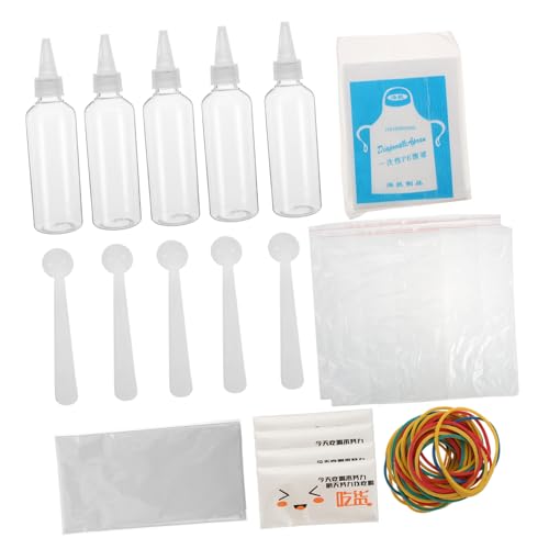 KALLORY 1Set Tie Dye DIY Material Kit Includes Table Cloth Gloves Apron Squeeze Bottles Measuring Spoons Bands for Creative Projects at Home