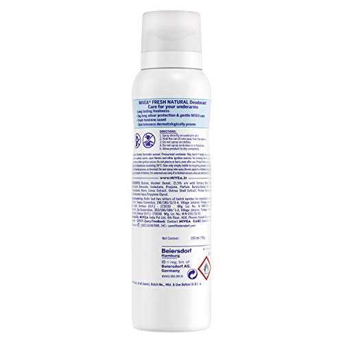 Image of Nivea Unisex Fresh Natural Deodorant Spray For, 3X150Ml With Protect And Care Deodrant Spray, 150Ml, Pack Of 1