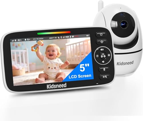 Image of Kidsneed Baby Monitor with Camera and Audio - 5 inch 720P Video Baby Monitor, No WiFi, 48H Battery Life, Night Vision, Two Way Talk, Remote Pan Tilt Zoom, Thermal Monitor，1000 ft Range（935A）