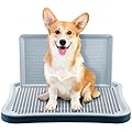 CROWNSHOP Dog Potty Training Toilet Puppy Pad Holder with Wall Column Removable Tray Portable Dog Toilet Puppy Mesh Training Potty for Large Small Medium Pets (Cyan)