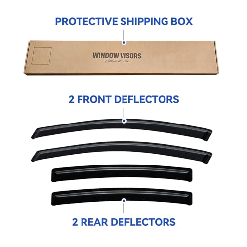 Image of Window Visors Rain Guards for 2016 2017 2018 2019 Chevy Cruze, Out-Channel Window Vent Wind Deflectors Visors Shades for 16 17 18 19 Cruze (Excludes Classic Model)