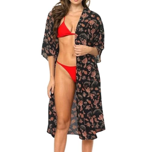 Auliné Collection Womens USA MADE Casual Cover Up Cape Gown Robe Cardigan Kimono