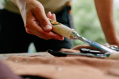 KIRSCHEN Stechbeitelsatz – Stechbeitel Set bestehend aus 8 Stechbeiteln (4, 6, 10, 12, 16, 20, 26, 30mm) und Veloursleder-Tasche, Stechbeitelset, 8-teilig 1131002