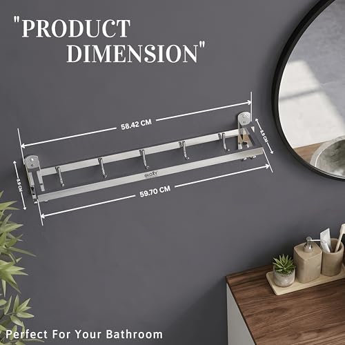 Image of Gloxy Premium Folding Towel Rod for Bathroom Combo Pack of 3-24 Inch Chrome Finish Stainless Steel Rust Proof Bathroom Hangers for Clothes - Home Decor Towel Holder in Bathroom Fittings Accessory