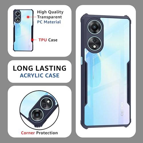 Image of CEDO Backcover for Oppo A78 (5G) | Camera Protection Shockproof Bumper-Edge | Acrylic Crystal Clear 360 Degree Protection TPU+PC | Transparent Eagle Back Case Cover (Blue)