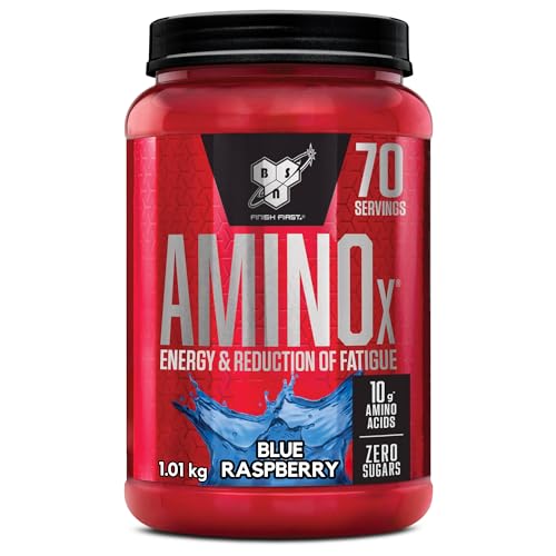 BSN Nutrition Suplemento Amino X com vitamina D, vitamina B6 e aminoácidos, sabor framboesas azuis, 70 peças, 1 kg