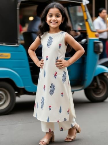 Image of Girls Kids Kurta Palazzo Set | Kids Kurta Salwar Suit Set | Ethnic Top & Palazzo Set for Kids Girls