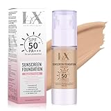 LXSKN Sunscreen Foundation - Waterproof & Lightweight Liquid Foundation with SPF 50++, 3-in-1 Full Coverage Foundation Smooths & Blurs Pores (Sunscreen Foundation - 201 Medium)