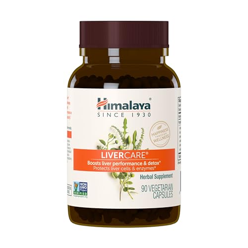 Himalaya LiverCare for Total Liver Support Cleanse and Detox Protects Cells & Enzymes 375 mg 180 Capsules 90 Day Supply