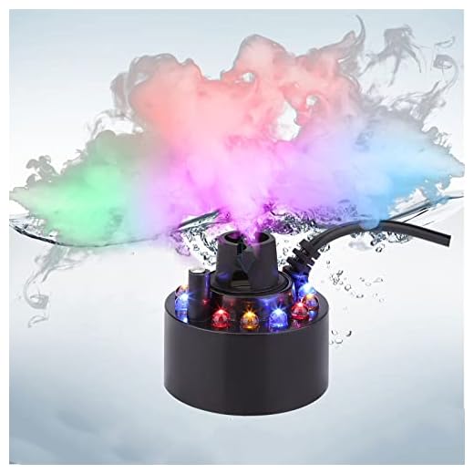 FITNATE 350ml/H Ultrasonic Mist Maker Fogger Atomizer with LED Changing Light for Water Fountain Pond Pot Rockery Sink, with Removable Splash Guard,Atomized disc and Changing Tools