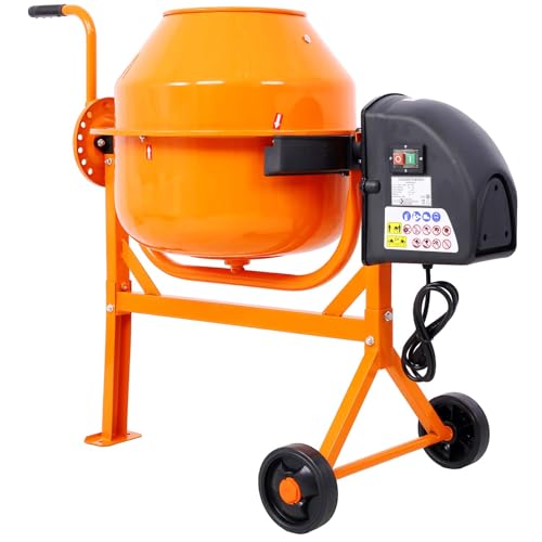 Electric Cement Mixer, 3 Cubic Ft, Portable Wheelbarrow Concrete Mixer with 550W Motor & 6-inch