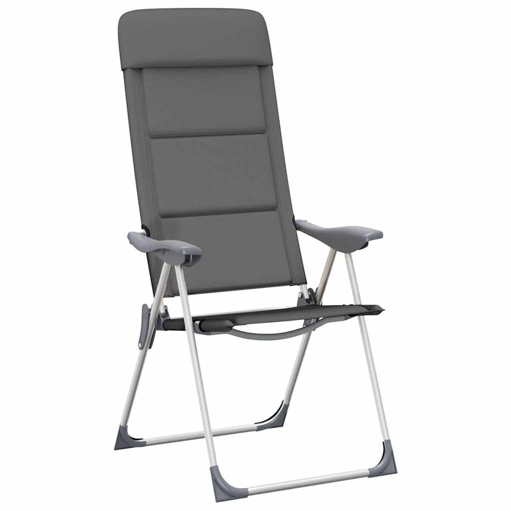 Campingstuhl 2 STK Grau Aluminium, 58 x 69 x 111 cm, klappbar, Ultraleicht und wetterfest, ideal für Camping, Garten, Strand, Wandern, Festival und Outdoor Aktivitäten