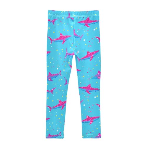 Pink Shark Blue Sea Girls Leggings Soft Stretch Workout Yoga Dance Pants for Kids Casual Tights2