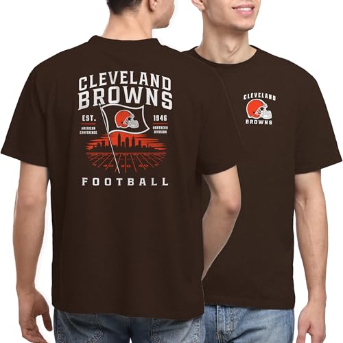 Junk Food NFL - Cleveland Browns - Field Flag - Officially Licensed Adult Short Sleeve Fan Tee for Men and Women
