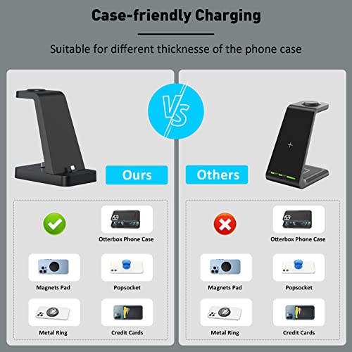 Charger Station For Iphone Multiple Devices - 3 In 1 Fast Wireless Charging Dock Stand For Apple Watch Series 7 6 Se 5 4 3 2 & Airpods Iphone 14 13 12 11 Pro X Max Xs Xr 8 7 Plus 6S 6 With Adapter #TOP1