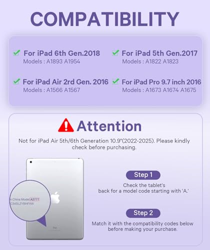 Image of GreenLaw Keyboard case for iPad 9.7 inch, iPad 6th Gen (2018), iPad 5th Gen (2017), iPad Air 2 (2014), 7 Color Backlit, Support 2 BT Devices, Touchpad Keyboard iPad Pro 9.7, Purple