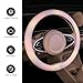 Opuweiy Colorful Car Steering Wheel Cover, Breathable Fabric O-Shape Steering Wheel Protector, All-Season Microfiber Leather Auto Interior Grip Cover, Universal for Most Cars (Pink)