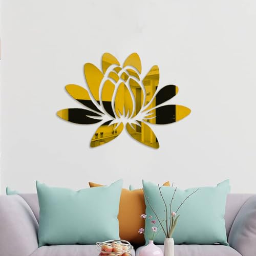 Image of Xtore Lotus Shape Wall Mirror for Home Decor (Pack of 1, Golden)
