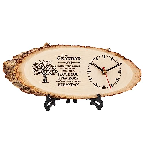 PRSTENLY Christmas Grandad Gifts, Grandad Birthday Gifts for Men Wooden Clock Gift Ideas for Grandads Fathers Day, Grandads Gift from Grandchildren, Retirement for Grandad's Present Fathers Day