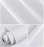 Abyssaly White Wood Paper Decorative Self-Adhesive Film for Furniture Real Wood Tactile Easy to Clean Perfectly Covers The Surface Without Passing Through The Primary Colors 11.8' X 78.7'
