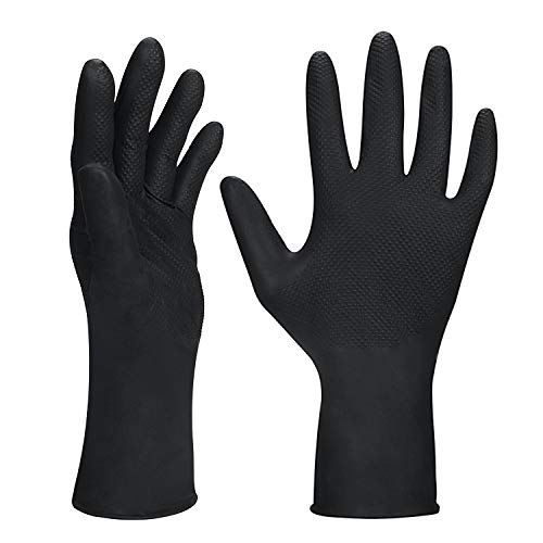ThxToms Hair Dye Gloves, 5 Pairs Professional Hair Coloring Gloves Black, Reusable Rubber Gloves for Hair Salon Hair Dyeing (Medium)