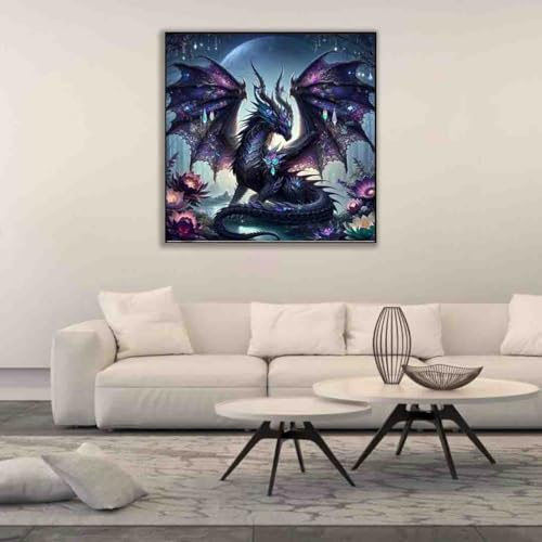 Image of Dragon Stamped Cross Stitch Kits for Adults Beginner,Flower Counted Cross Stitch Kits Printed Stitching Cute Patterns Dimensions Needlepoint Art Crafts Embroidery Kits for Adults Beginners